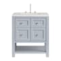 James Martin Vanities Breckenridge 30" Free Standing Single Basin Poplar Wood Vanity Set with Quartz Top and Rectangular Sink Serenity Blue