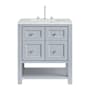 James Martin Vanities Breckenridge 30" Free Standing Single Basin Poplar Wood Vanity Set with Quartz Top and Rectangular Sink Serenity Blue
