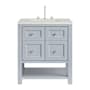 James Martin Vanities Breckenridge 30" Free Standing Single Basin Poplar Wood Vanity Set with Quartz Top and Rectangular Sink Serenity Blue