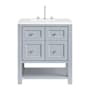 James Martin Vanities Breckenridge 30" Free Standing Single Basin Poplar Wood Vanity Set with Quartz Top and Rectangular Sink Serenity Blue