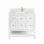 James Martin Vanities Breckenridge 36" Free Standing Single Basin Poplar Wood Vanity Set with Quartz Top and Rectangular Sink Bright White