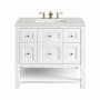 James Martin Vanities Breckenridge 36" Free Standing Single Basin Poplar Wood Vanity Set with Quartz Top and Rectangular Sink Bright White