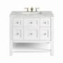 James Martin Vanities Breckenridge 36" Free Standing Single Basin Poplar Wood Vanity Set with Quartz Top and Rectangular Sink Bright White