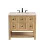 James Martin Vanities Breckenridge 36" Single Basin Wood Vanity Set with 3cm Eternal Marfil Silestone Quartz Vanity Top and Rectangular Sink - 8" Faucet Centers Light Natural Oak