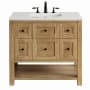 James Martin Vanities Breckenridge 36" Free Standing Single Basin Poplar Wood Vanity Set with Quartz Top and Rectangular Sink Light Natural Oak