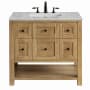 James Martin Vanities Breckenridge 36" Free Standing Single Basin Poplar Wood Vanity Set with Quartz Top and Rectangular Sink Light Natural Oak