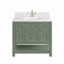 James Martin Vanities Breckenridge 36" Free Standing Single Basin Poplar Wood Vanity Set with Quartz Top and Rectangular Sink Smokey Celadon