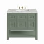 James Martin Vanities Breckenridge 36" Free Standing Single Basin Poplar Wood Vanity Set with Quartz Top and Rectangular Sink Smokey Celadon
