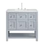 James Martin Vanities Breckenridge 36" Free Standing Single Basin Poplar Wood Vanity Set with Solid Surface Top and Rectangular Sink Serenity Blue