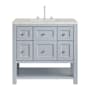 James Martin Vanities Breckenridge 36" Free Standing Single Basin Poplar Wood Vanity Set with Quartz Top and Rectangular Sink Serenity Blue