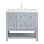 James Martin Vanities Breckenridge 36" Free Standing Single Basin Poplar Wood Vanity Set with Quartz Top and Rectangular Sink Serenity Blue
