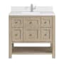 James Martin Vanities Breckenridge 36" Free Standing Single Basin Poplar Wood Vanity Set with Quartz Top and Rectangular Sink Whitewashed Oak