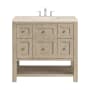 James Martin Vanities Breckenridge 36" Single Basin Wood Vanity Set with 3cm Eternal Marfil Silestone Quartz Vanity Top and Rectangular Sink - 8" Faucet Centers Whitewashed Oak