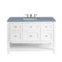 James Martin Vanities Breckenridge 48" Single Basin Wood Vanity Set with 3 cm Cala Blue Quartz Vanity Top, Rectangular Sink, USB Port and Electrical Outlet Bright White