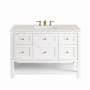 James Martin Vanities Breckenridge 48" Free Standing Single Basin Poplar Wood Vanity Set with Quartz Top and Rectangular Sink Bright White