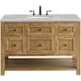 James Martin Vanities Breckenridge 48" Free Standing Single Basin Hardwood Vanity Set with Victorian Silver Stone Composite Top, Rectangular SinkFreePower Wireless Charger Light Natural Oak