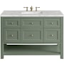 James Martin Vanities Breckenridge 48" Free Standing Single Basin Hardwood Vanity Set with Victorian Silver Stone Composite Top, Rectangular SinkFreePower Wireless Charger Smokey Celadon