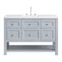 James Martin Vanities Breckenridge 48" Free Standing Single Basin Poplar Wood Vanity Set with Quartz Top and Rectangular Sink Serenity Blue