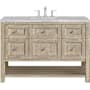 James Martin Vanities Breckenridge 48" Free Standing Single Basin Hardwood Vanity Set with Victorian Silver Stone Composite Top, Rectangular SinkFreePower Wireless Charger Whitewashed Oak