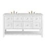 James Martin Vanities Breckenridge 60" Free Standing Double Basin Poplar Wood Vanity Set with Quartz Top and Rectangular Sinks Bright White