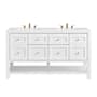 James Martin Vanities Breckenridge 60" Free Standing Double Basin Poplar Wood Vanity Set with Quartz Top and Rectangular Sinks Bright White