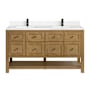 James Martin Vanities Breckenridge 60" Free Standing Double Basin Poplar Wood Vanity Set with Quartz Top and Rectangular Sinks Light Natural Oak