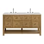 James Martin Vanities Breckenridge 60" Free Standing Double Basin Poplar Wood Vanity Set with Quartz Top and Rectangular Sinks Light Natural Oak