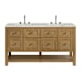 James Martin Vanities Breckenridge 60" Free Standing Double Basin Poplar Wood Vanity Set with Quartz Top and Rectangular Sinks Light Natural Oak