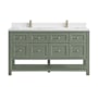 James Martin Vanities Breckenridge 60" Free Standing Double Basin Poplar Wood Vanity Set with Quartz Top and Rectangular Sinks Smokey Celadon