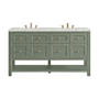 James Martin Vanities Breckenridge 60" Free Standing Double Basin Poplar Wood Vanity Set with Quartz Top and Rectangular Sinks Smokey Celadon