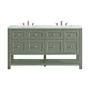 James Martin Vanities Breckenridge 60" Free Standing Double Basin Poplar Wood Vanity Set with Quartz Top and Rectangular Sinks Smokey Celadon