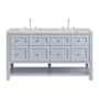 James Martin Vanities Breckenridge 60" Free Standing Double Basin Poplar Wood Vanity Set with Quartz Top and Rectangular Sinks Serenity Blue