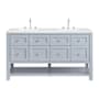 James Martin Vanities Breckenridge 60" Free Standing Double Basin Poplar Wood Vanity Set with Quartz Top and Rectangular Sinks Serenity Blue