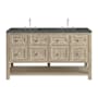 James Martin Vanities Breckenridge 60" Free Standing Double Basin Poplar Wood Vanity Set with Quartz Top and Rectangular Sinks Whitewashed Oak