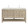 James Martin Vanities Breckenridge 60" Free Standing Double Basin Poplar Wood Vanity Set with Quartz Top and Rectangular Sinks Whitewashed Oak