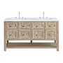 James Martin Vanities Breckenridge 60" Free Standing Double Basin Poplar Wood Vanity Set with Quartz Top and Rectangular Sinks Whitewashed Oak