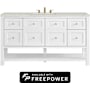 James Martin Vanities Breckenridge 60" Free Standing Single Basin Poplar Wood Vanity Set with Victorian Silver Silestone Top, Rectangular Sink, and Matching Mirror Bright White