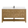 James Martin Vanities Breckenridge 60" Free Standing Single Basin Poplar Wood Vanity Set with Quartz Top and Rectangular Sink Light Natural Oak