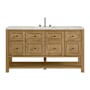 James Martin Vanities Breckenridge 60" Free Standing Single Basin Poplar Wood Vanity Set with Quartz Top and Rectangular Sink Light Natural Oak