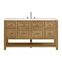 James Martin Vanities Breckenridge 60" Free Standing Single Basin Poplar Wood Vanity Set with Quartz Top and Rectangular Sink Light Natural Oak