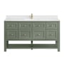 James Martin Vanities Breckenridge 60" Free Standing Single Basin Poplar Wood Vanity Set with Quartz Top and Rectangular Sink Smokey Celadon