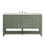 James Martin Vanities Breckenridge 60" Free Standing Single Basin Poplar Wood Vanity Set with Quartz Top and Rectangular Sink Smokey Celadon