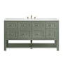 James Martin Vanities Breckenridge 60" Free Standing Single Basin Poplar Wood Vanity Set with Quartz Top and Rectangular Sink Smokey Celadon