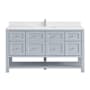 James Martin Vanities Breckenridge 60" Free Standing Single Basin Poplar Wood Vanity Set with Quartz Top and Rectangular Sink Serenity Blue