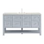 James Martin Vanities Breckenridge 60" Free Standing Single Basin Poplar Wood Vanity Set with Quartz Top and Rectangular Sink Serenity Blue