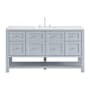 James Martin Vanities Breckenridge 60" Free Standing Single Basin Poplar Wood Vanity Set with Quartz Top and Rectangular Sink Serenity Blue