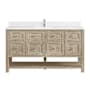 James Martin Vanities Breckenridge 60" Free Standing Single Basin Poplar Wood Vanity Set with Quartz Top and Rectangular Sink Whitewashed Oak