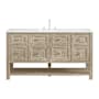 James Martin Vanities Breckenridge 60" Free Standing Single Basin Poplar Wood Vanity Set with Quartz Top and Rectangular Sink Whitewashed Oak