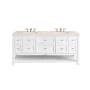 James Martin Vanities Breckenridge 72" Double Basin Wood Vanity Set with 3cm Eternal Marfil Silestone Quartz Vanity Top and Rectangular Sinks - 8" Faucet Centers Bright White