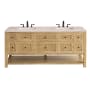 James Martin Vanities Breckenridge 72" Double Basin Wood Vanity Set with 3cm Eternal Marfil Silestone Quartz Vanity Top and Rectangular Sinks - 8" Faucet Centers Light Natural Oak